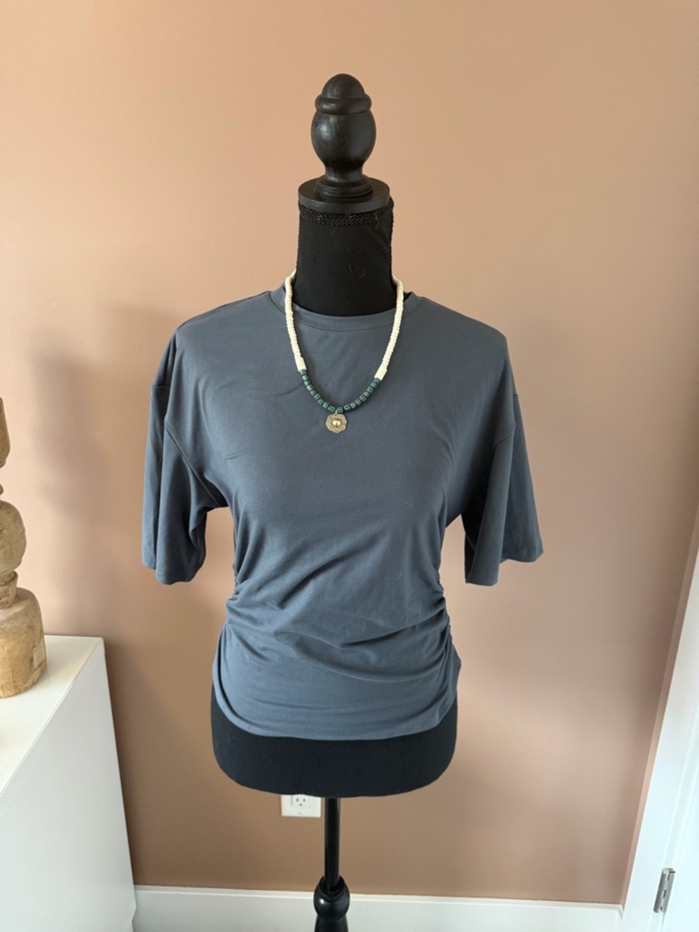 H&M Slate Gray Short-Sleeve Crewneck Top